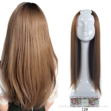 24 Inches 210g Wholesale Cheap U Part Clip In Half-Head Wig Pure Ombre Color U-Shaped Synthetic Hair Wigs For White Black Women